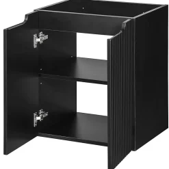 Meuble sous-vasque NEWPORT avec lavabo 50 x 57 x 39 cm noir rainuré blanc brillant en.casa