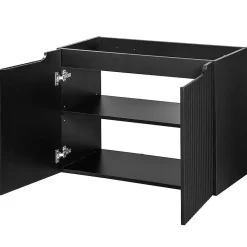 Meuble sous-vasque NEWPORT avec lavabo 80 x 57 x 39 cm noir rainuré en.casa