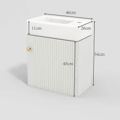 Meuble Sous-Vasque Suspendu avec Vasque - Meuble Salle de Bain Compact, MDF, 46x26x56 cm - Blanc