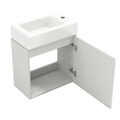 Meuble Sous-Vasque Suspendu avec Vasque - Meuble Salle de Bain Compact, MDF, 46x26x56 cm - Blanc