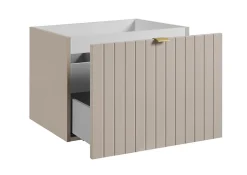 Meuble sous-vasque suspendu HARMO 60 cm Façade rainuré cachemire semi-mat