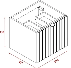 Meuble sous-vasque suspendu HARMO 50 cm Façade rainuré vert semi-mat