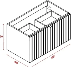 Meuble sous-vasque suspendu HARMO 80 cm Façade rainuré vert semi-mat