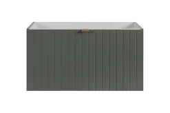 Meuble sous-vasque suspendu HARMO 80 cm Façade rainuré vert semi-mat