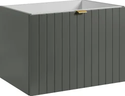 Meuble sous-vasque suspendu HARMO 60 cm Façade rainuré vert semi-mat