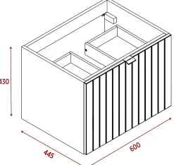 Meuble sous-vasque suspendu HARMO 60 cm Façade rainuré vert semi-mat