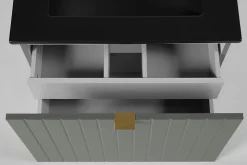 Meuble sous-vasque suspendu HARMO 60 cm Façade rainuré vert semi-mat
