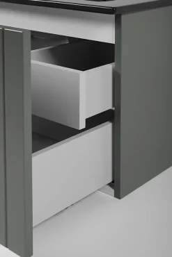 Meuble sous-vasque suspendu HARMO 60 cm Façade rainuré vert semi-mat