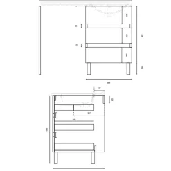 Meuble spécial lave-linge KORA avec plan vasque déportée 124 cm x 65 cm- Bois- Vasque à droite