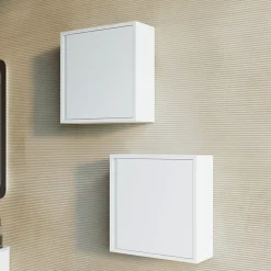 Meuble Suspendu De Salle De Bain 39Cm Avec Porte Réversible Blanc Mat - Monaco