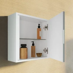 Meuble Suspendu De Salle De Bain 39Cm Avec Porte Réversible Blanc Mat - Monaco