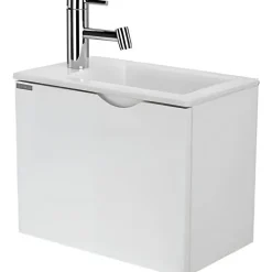 Meuble suspendu pour lave-mains 1 porte SANINDUSA Alicante 60x25 hauteur 45cm blanc (lave-mains et mitigeur non inclus)