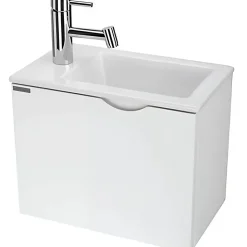 Meuble suspendu pour lave-mains 1 porte SANINDUSA Alicante 60x25 hauteur 45cm blanc (lave-mains et mitigeur non inclus)