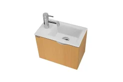 Meuble suspendu pour lave-mains 1 porte SANINDUSA Alicante 40x25 hauteur 33cm couleur hêtre (lave-mains et mitigeur non inclus)