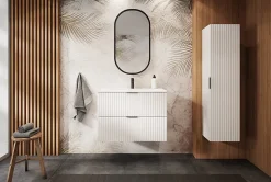 Meuble suspendu sous lavabo avec 2 portes FLOW BLANC 80 cm