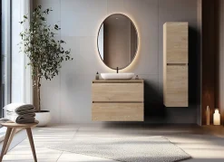 Meuble suspendu sous lavabo SIMPLE chêne clair 80 cm