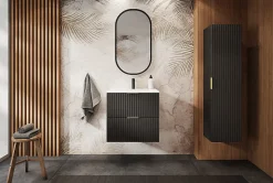 Meuble suspendu sous lavabo FLOW couleur noir 60 cm