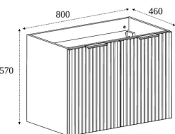 Meuble suspendu sous lavabo avec 2 portes FLOW CHÊNE 80 cm