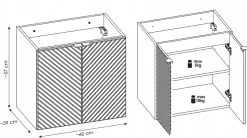 Meuble suspendu sous vasque avec 2 portes VIVA CACHEMIRE 60 cm