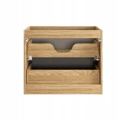 Meuble suspendu sous vasque OCEAN chêne et beige 60 cm - 2 tiroirs façades 3D