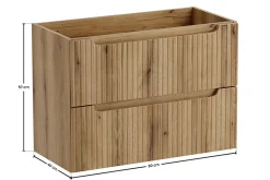 Meuble suspendu sous vasque 80 cm à tiroirs NOVA chêne Coast Evoke