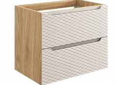 Meuble suspendu sous vasque OCEAN chêne et beige 70 cm - 2 tiroirs façades 3D
