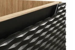 Meuble suspendu sous vasque OCEAN chêne et noir 70 cm - 2 tiroirs façades 3D