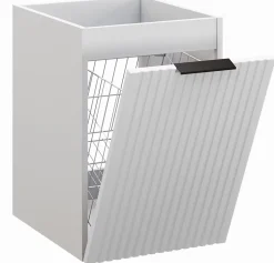 Meuble suspendu sous vasque avec panier à linge ADEL BLANC 160 cm