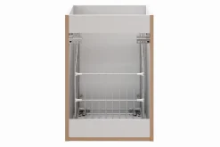 Meuble suspendu sous vasque avec panier à linge ADEL BLANC 160 cm