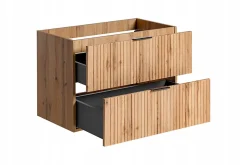 Meuble suspendu sous vasque avec panier à linge ADEL CHÊNE 120 cm