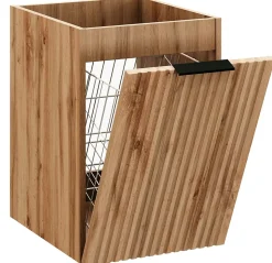 Meuble suspendu sous vasque avec panier à linge ADEL CHÊNE 120 cm