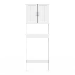 Meuble étagère dessus WC WALDO placard bois blanc