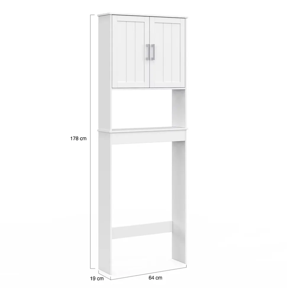 Meuble étagère dessus WC WALDO placard bois blanc