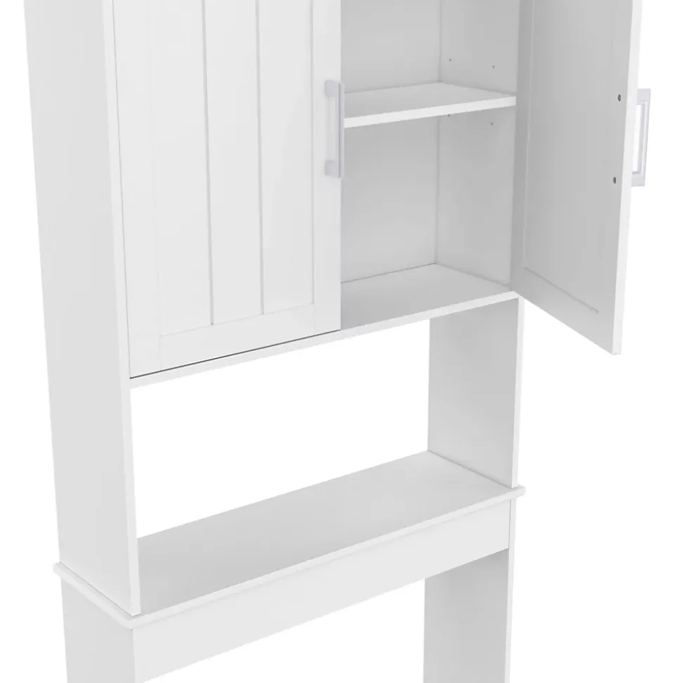 Meuble étagère dessus WC WALDO placard bois blanc