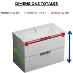 Meuble vasque 90 cm BURGBAD Olena blanc brillant + colonne