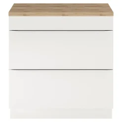 Meuble vasque à poser blanc brillant l.80 cm Imandra + plan de toilette chêne massif Hartland, GoodHome