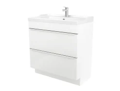 Meuble vasque à poser blanc l.80 cm Imandra + plan vasque blanc céramique Lana, GoodHome