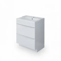 Meuble vasque à poser blanc l.60 cm Imandra + plan vasque blanc céramique Lana, GoodHome