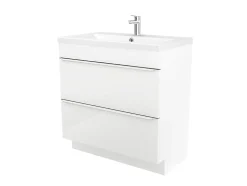Meuble vasque à poser blanc l.80 cm Imandra + plan vasque blanc céramique Nira, GoodHome