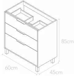 Meuble vasque à poser blanc mat l.60 cm + plan simple vasque porcelaine, Futurbath Louna