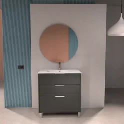 Meuble vasque à poser gris anthracite l.80 cm + plan simple vasque porcelaine, Futurbath Louna