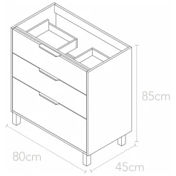 Meuble vasque à poser gris anthracite l.80 cm + plan simple vasque porcelaine, Futurbath Louna