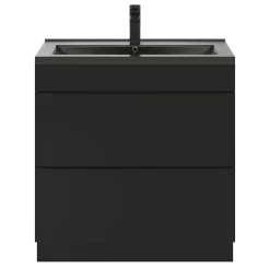 Meuble vasque à poser noir mat l.80 cm Imandra + plan vasque noir céramique Nira, GoodHome
