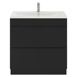 Meuble vasque à poser noir mat l.80 cm Imandra + plan vasque blanc céramique Nira, GoodHome