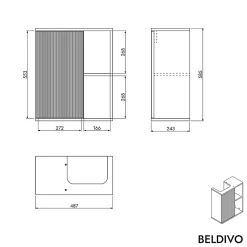 Meuble vasque Abricot mat de salle de bain 55x24x59cm (LxPxH) 1 porte à droite + 2 cases rangement - BELDIVO