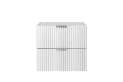 Meuble vasque, Blanc, 60 x 57 x 46 cm, poignée argentée, sans plateau