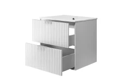 Meuble vasque, Blanc, 60 x 57 x 46 cm, poignée argentée, sans plateau