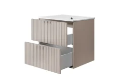 Meuble vasque, Cachemire, 60 x 57 x 46 cm, poignée argentée, sans plateau