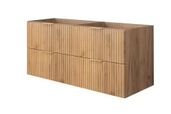 Meuble vasque, Chêne Craft, 120 (2 x 60) x 57 x 46 cm, poignée dorée, sans plateau