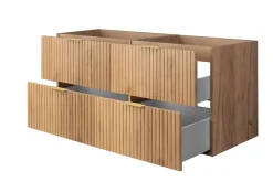 Meuble vasque, Chêne Craft, 120 (2 x 60) x 57 x 46 cm, poignée dorée, sans plateau